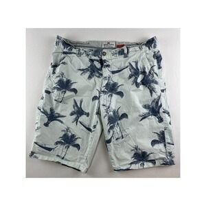 Ditch Plains Meets the Sea Ricky Singh Chino‎ Shorts Palm Trees Boats Blue Sz 36